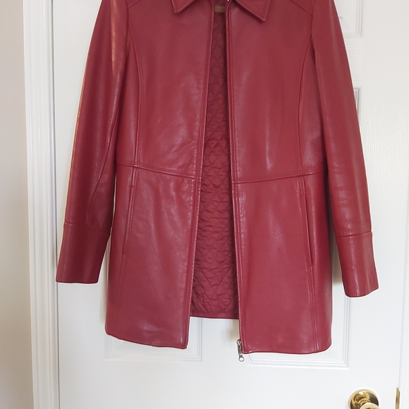 Red leather jacket size XS - Picture 2 of 8